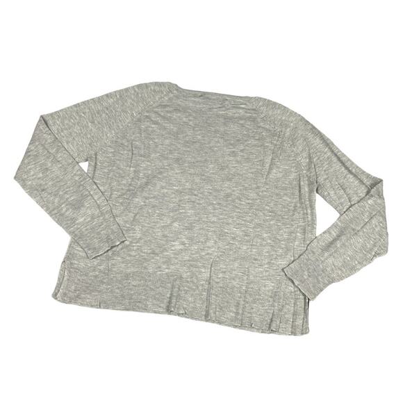 Zara Sweater Crop Grey Crew Neck Side Slit Long Sleeve Knit Pullover Women's S - Picture 2 of 10